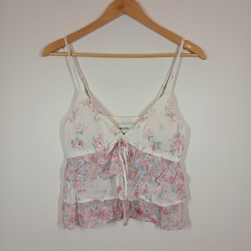Hollister Floral Tiered Ruffle Camisole Top Small Romantic Cottagecore NWT
